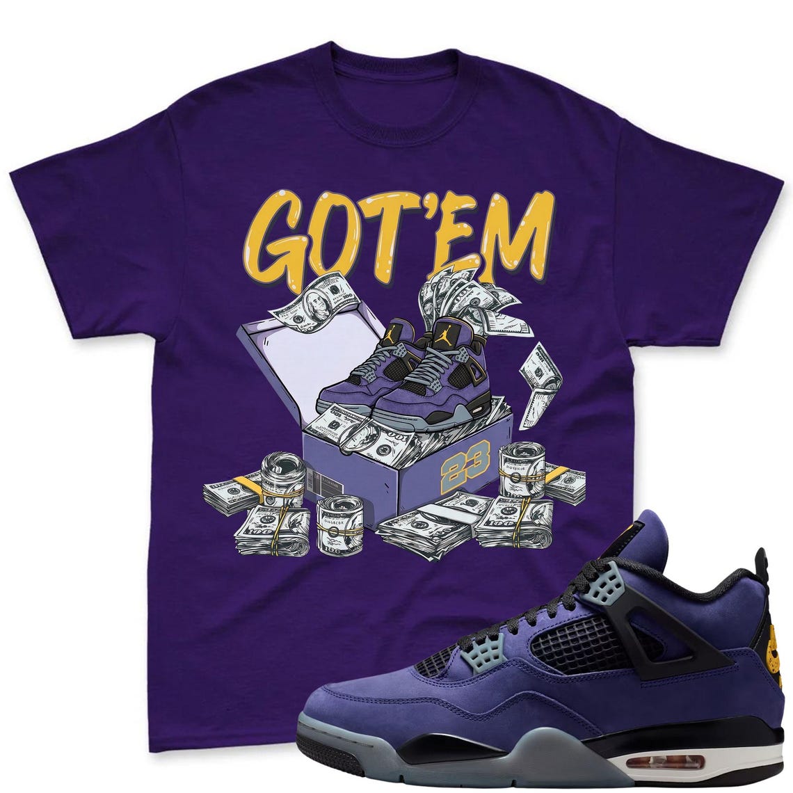 DOLLAR BOX! Shirt To Match Jordan 4 Lakers Imperial Purple Sneaker