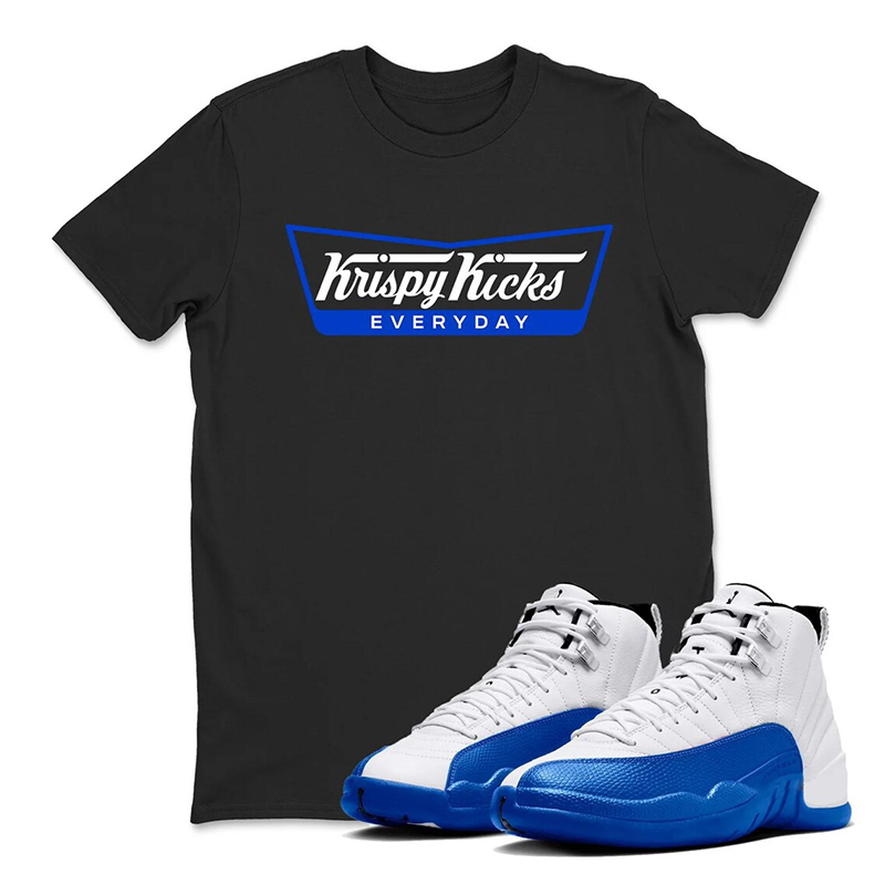 Keispy Kicks Shirt To Match Air Jordan 12 Blueberry - Game Royal Blue White Black T Shirt Match