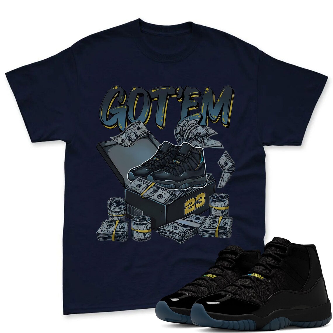 DOLLAR BOX Shirt To Match Jordan 11 Gamma Sneaker - AJ 11 Gamma Sneaker Match Shirt
