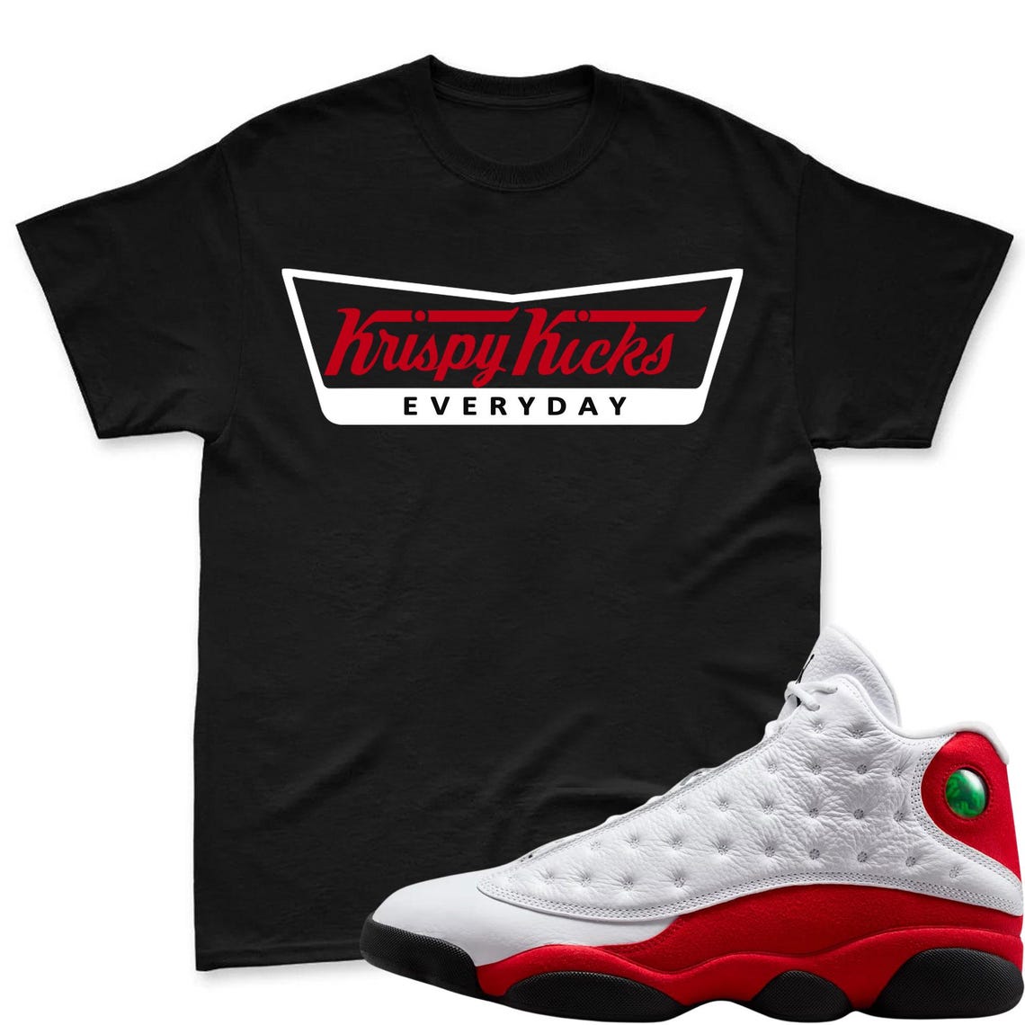 KRISPY KICKS! Shirt To Match Air Jordan 13 Chicago - Jordan 13 Retro White and University Red Match Shirt