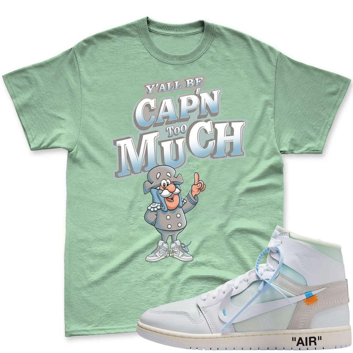 CAP'N MUCH! Shirt To Match Virgil Archive Air Jordan 1 High Alaska - Air Jordan 1 High OG x V.A.A. Sneaker Mactching Shirt