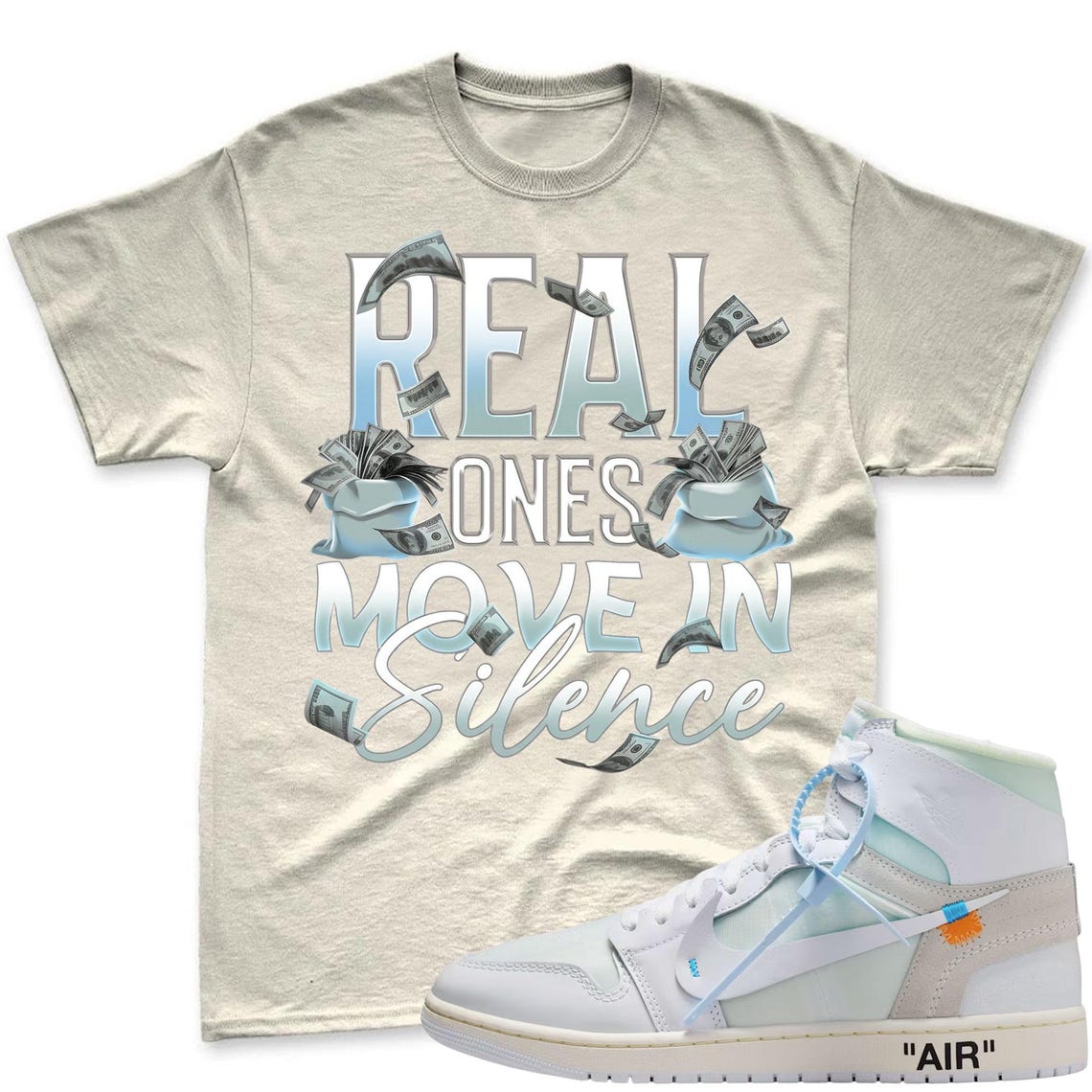 REAL ONES! Shirt To Match Virgil Archive Air Jordan 1 High Alaska - Air Jordan 1 High OG x V.A.A. Sneaker Mactching Shirt