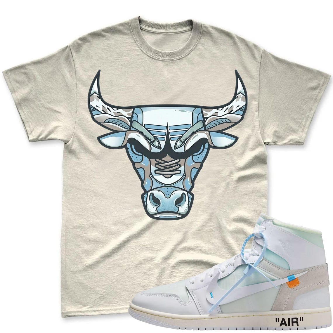 BULL! Shirt To Match Virgil Archive Air Jordan 1 High "Alaska" - Air Jordan 1 High OG x V.A.A. Sneaker Mactching Shirt