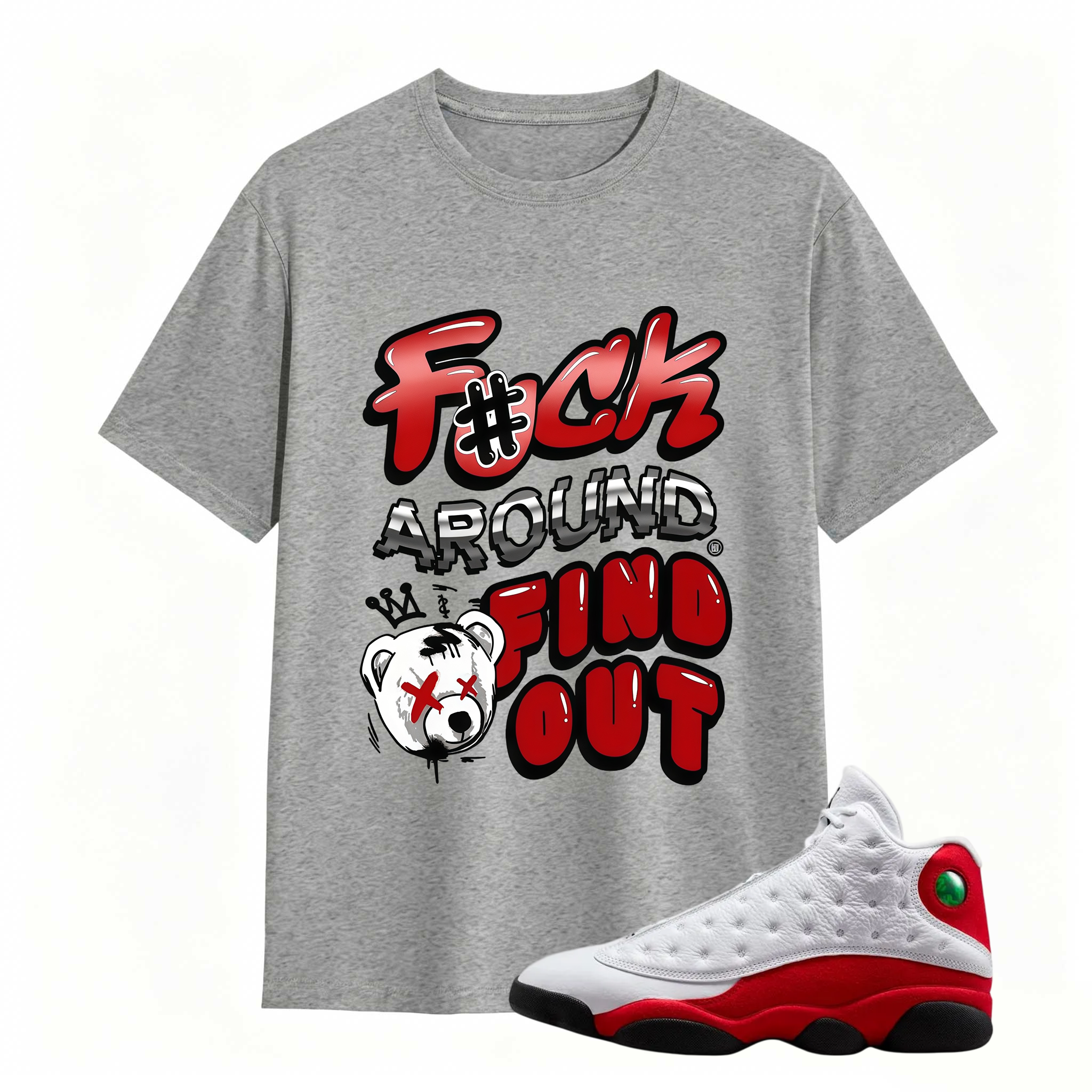 F#CK! Shirt To Match Air Jordan 13 Chicago - Jordan 13 Retro White and University Red Match Shirt