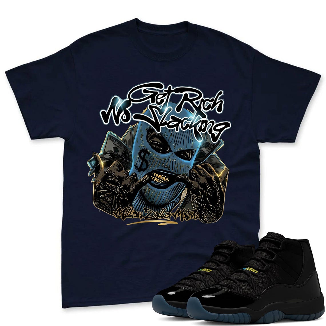 GET RICH Shirt To Match Air Jordan 11 Gamma - Retro Sneaker Match Shirt
