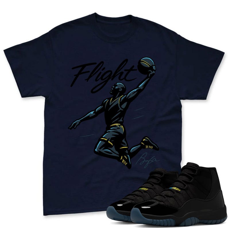 Flight Basketball Shirt Match Air Jordan 11 Gamma - Air Jordan 11 Gamma Blue Tee