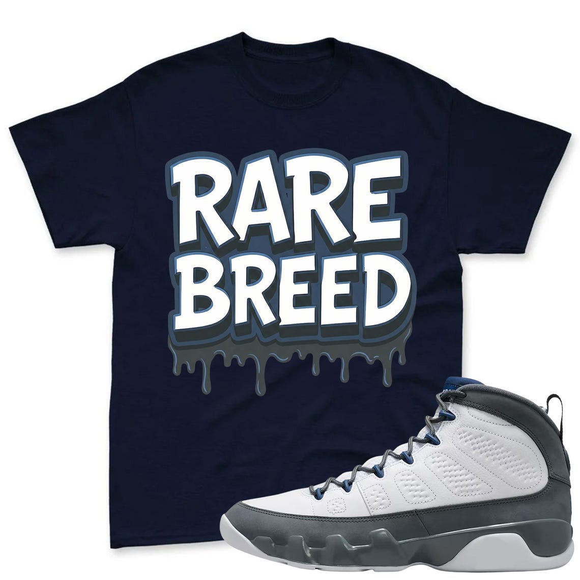 RARE BREED! Jordan 9 Flint Grey Sneaker Mactching Shirt - Shirt To Match Jordan 9 Flint Grey