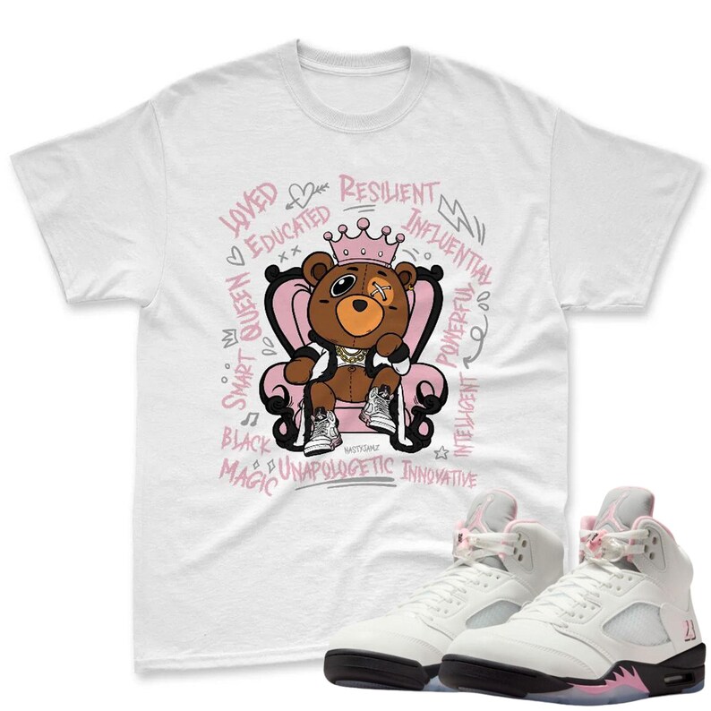 Bear Shirt To Match Jordan 5 Soft Pink Sneaker - Retro 5 Soft Pink Sneaker Match Shirt