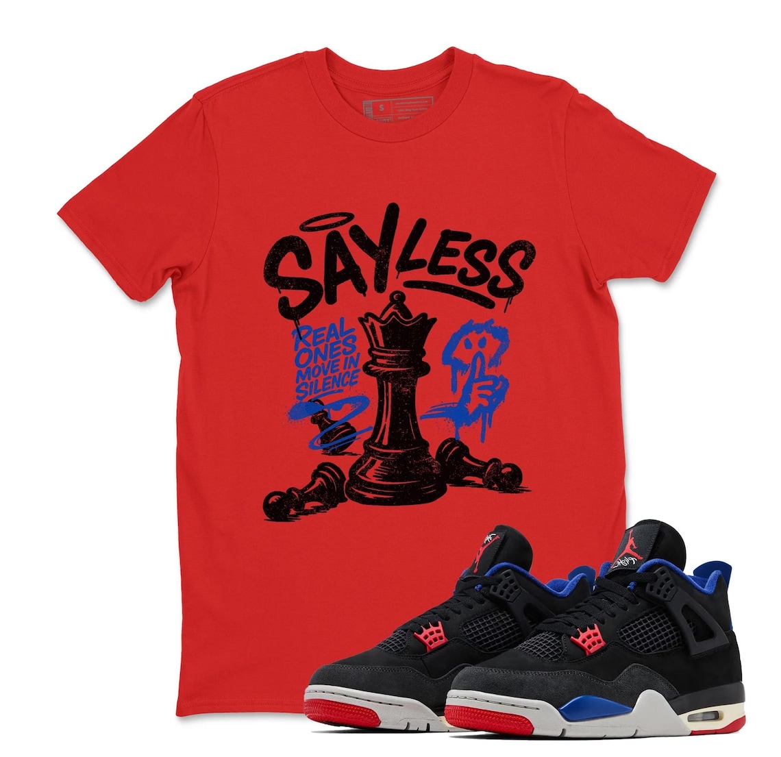 SAYLESS! Shirt To Match Jordan 4 Rare Air - Sneaker Jordan 4 Rare Air Black Matching Tee Shirt