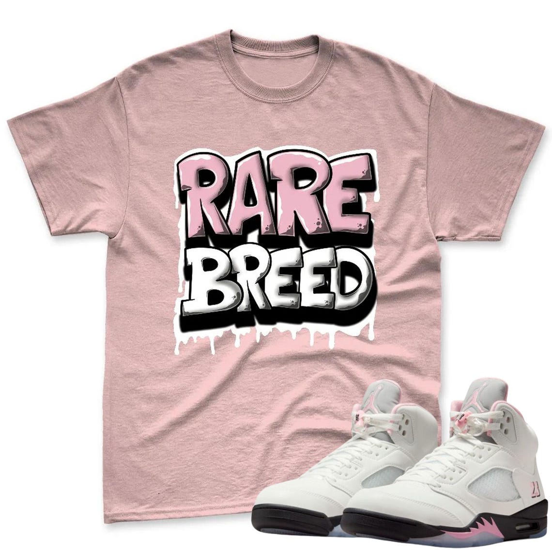 Rare Breed Shirt To Match AJ 5 Soft Pink Sneaker - Jordan 5 Soft Pink Sneaker Mactching TShirt