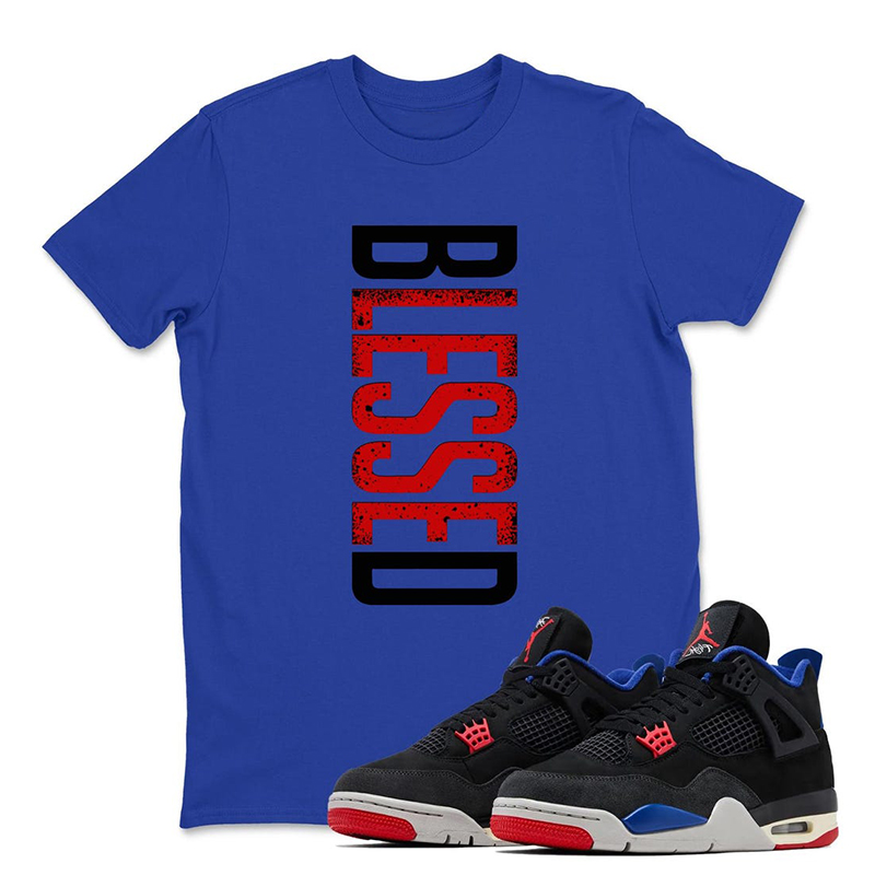 BLESSED T-Shirt Matching Jordan 4 Rare Air - Jordan 4 Rare Air Black Sneaker Matching Tee Shirt
