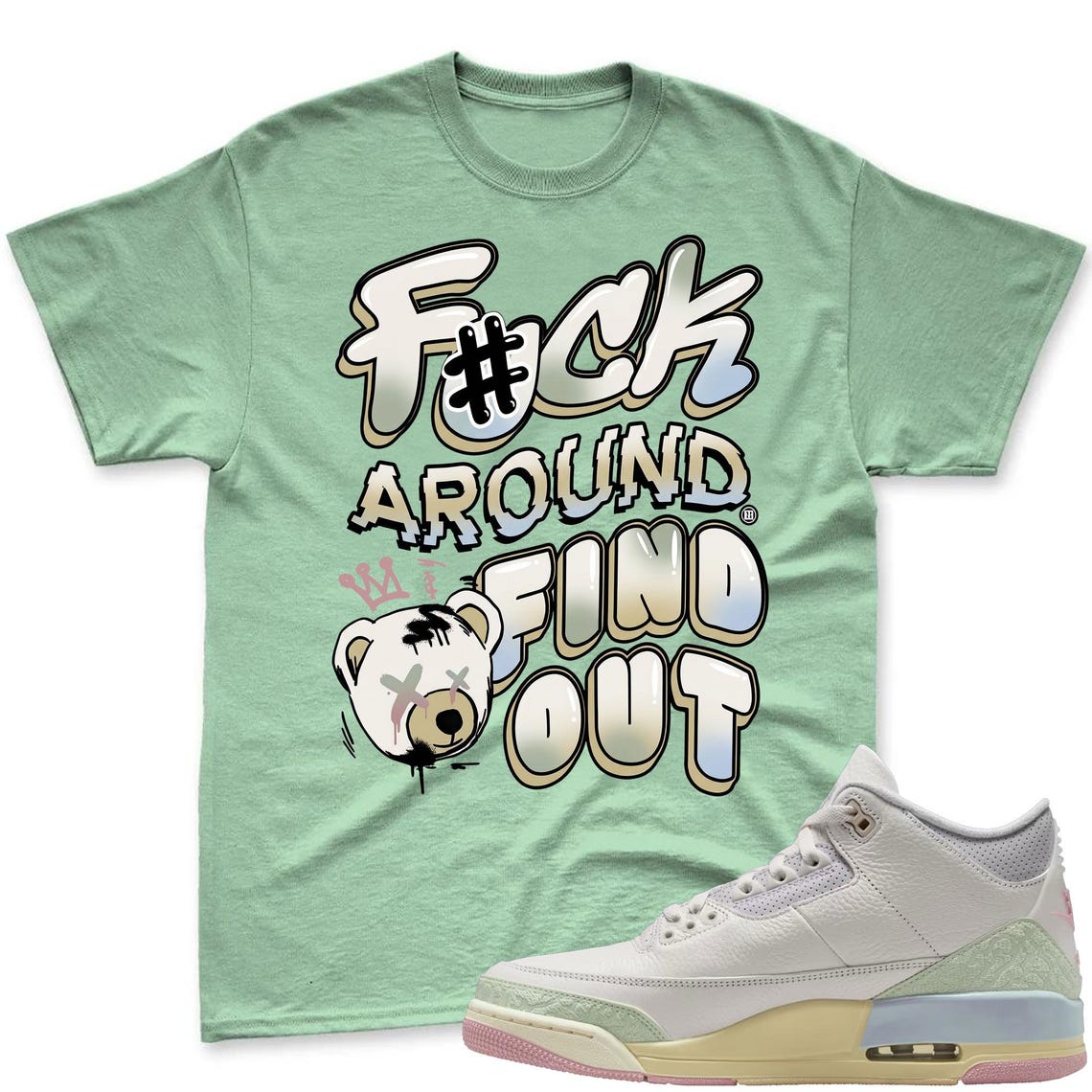 F#CK! Shirt To Match Air Jordan 3 Sail & Jade Aura - Spring In The Air Matching Shirt