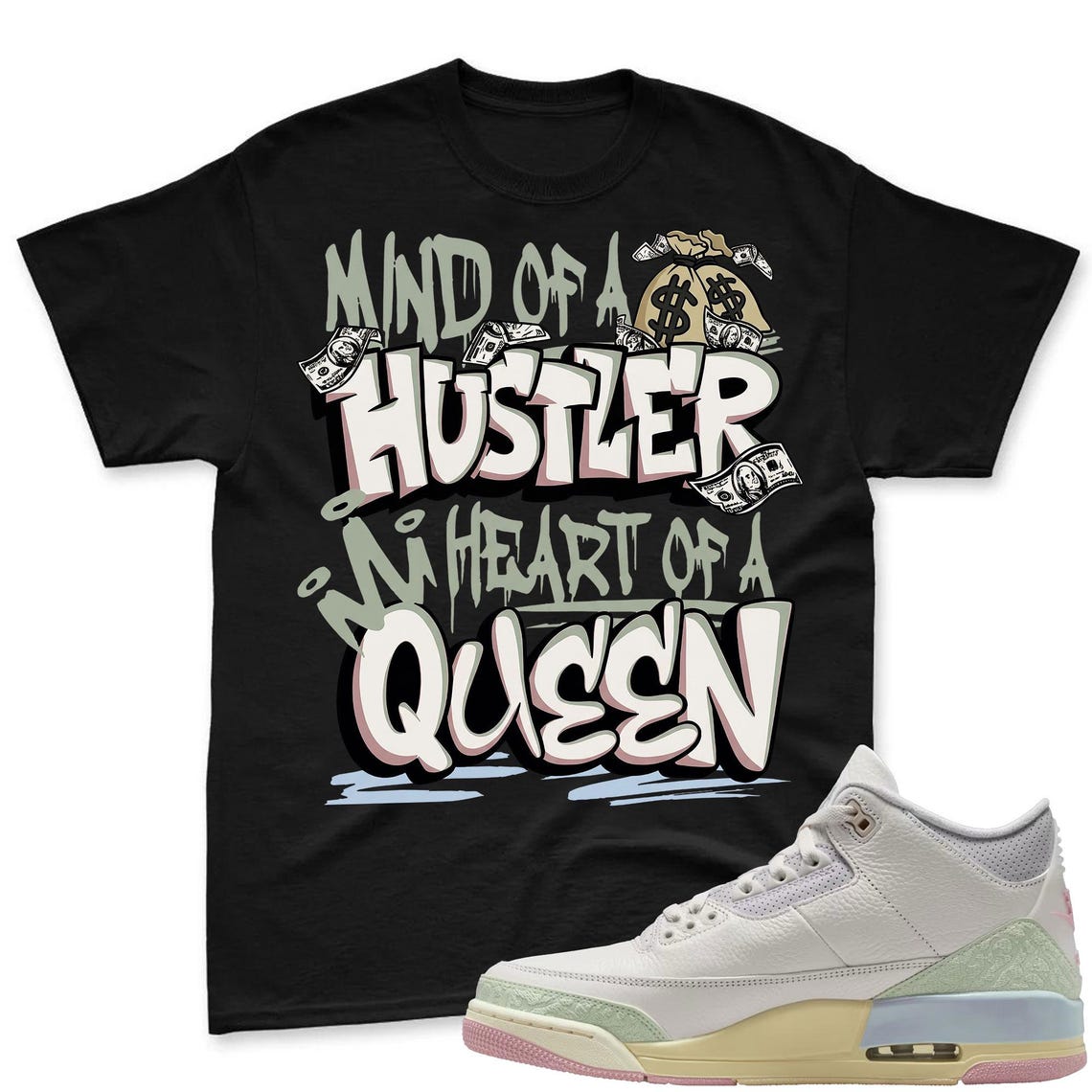 QUEEN! Shirt To Match Air Jordan 3 Sail & Jade Aura - Spring In The Air Matching Shirt