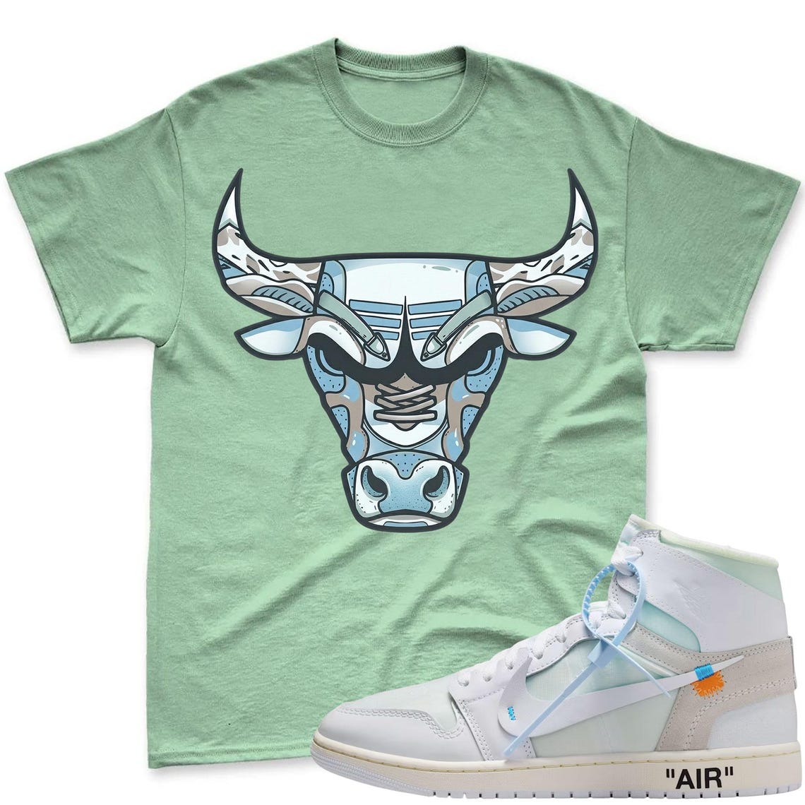 BULL! Shirt To Match Virgil Archive Air Jordan 1 High "Alaska" - Air Jordan 1 High OG x V.A.A. Sneaker Mactching Shirt