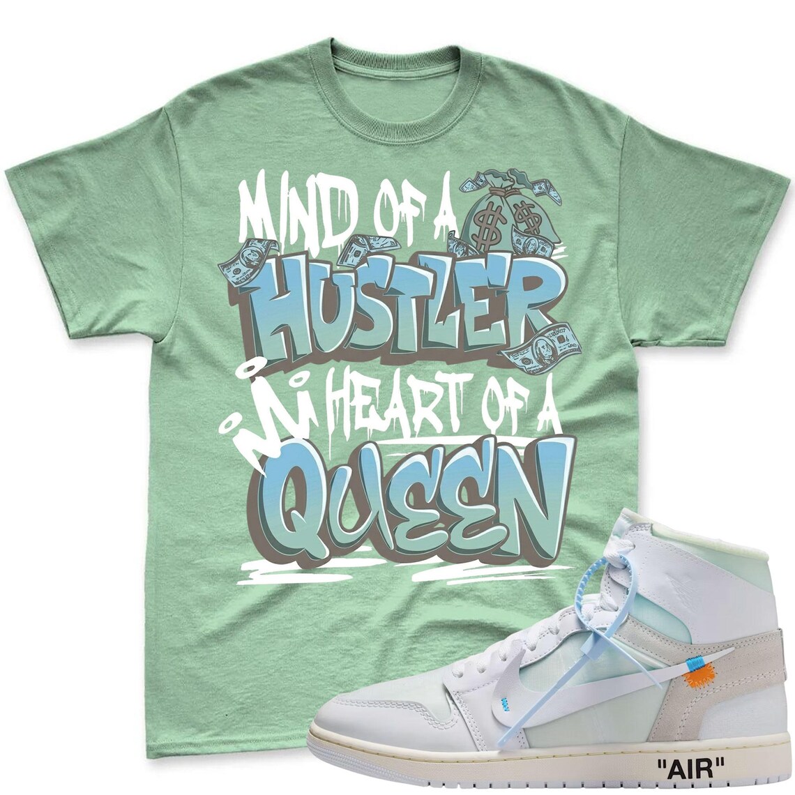 QUEEN! Shirt To Match Virgil Archive Air Jordan 1 High Alaska - Air Jordan 1 High OG x V.A.A. Sneaker Mactching Shirt