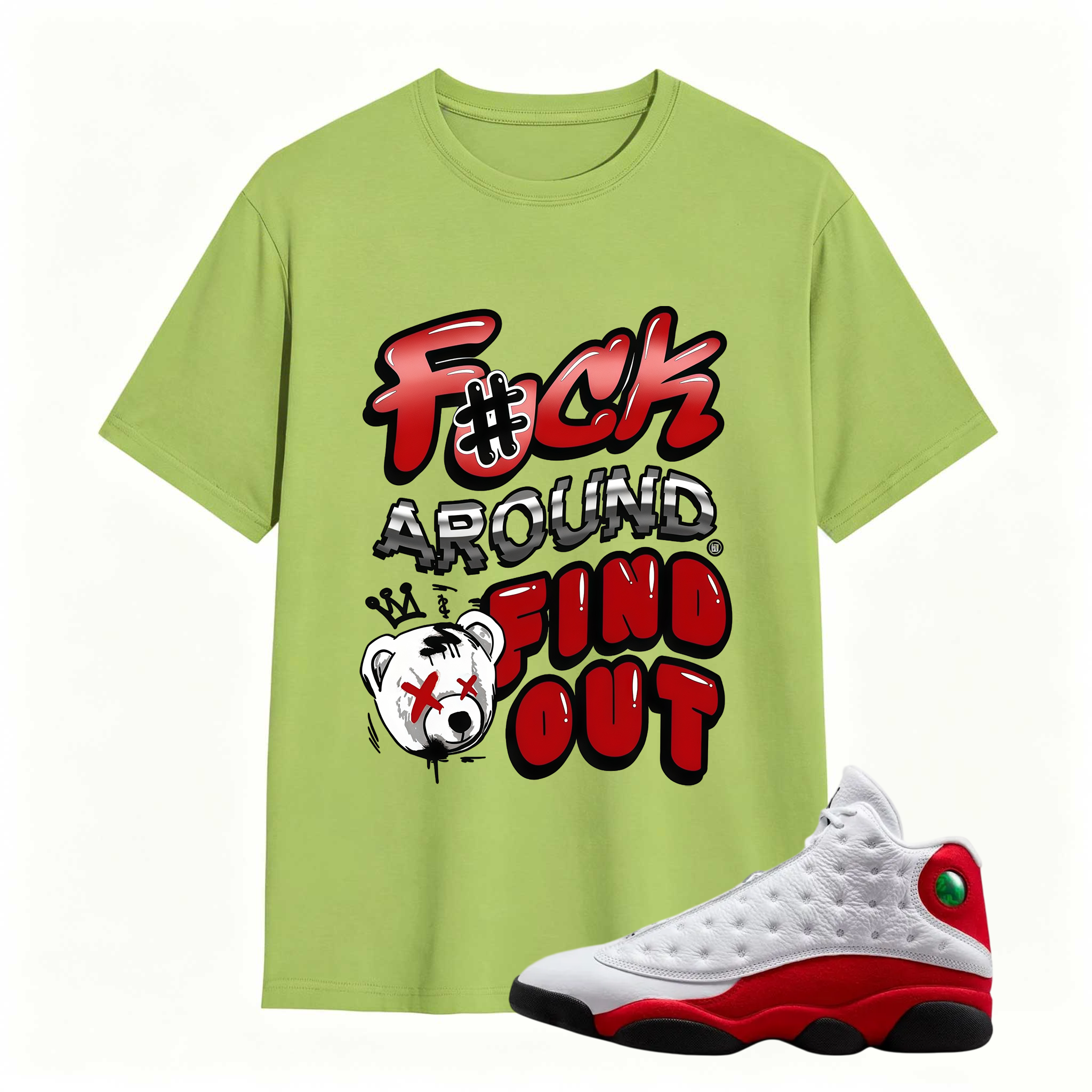 F#CK! Shirt To Match Air Jordan 13 Chicago - Jordan 13 Retro White and University Red Match Shirt