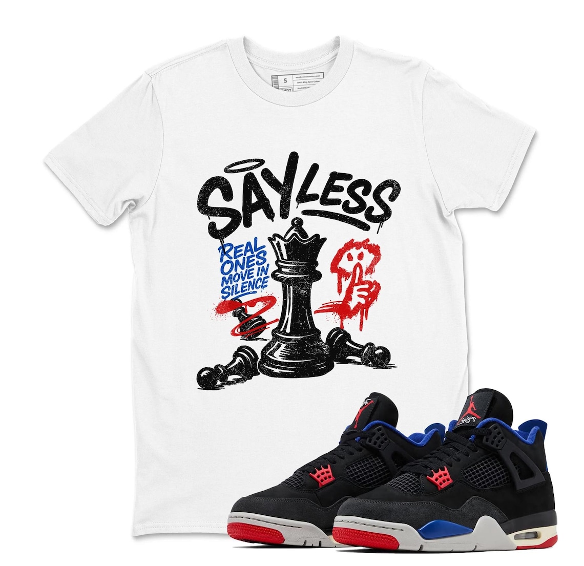 SAYLESS! Shirt To Match Jordan 4 Rare Air - Sneaker Jordan 4 Rare Air Black Matching Tee Shirt