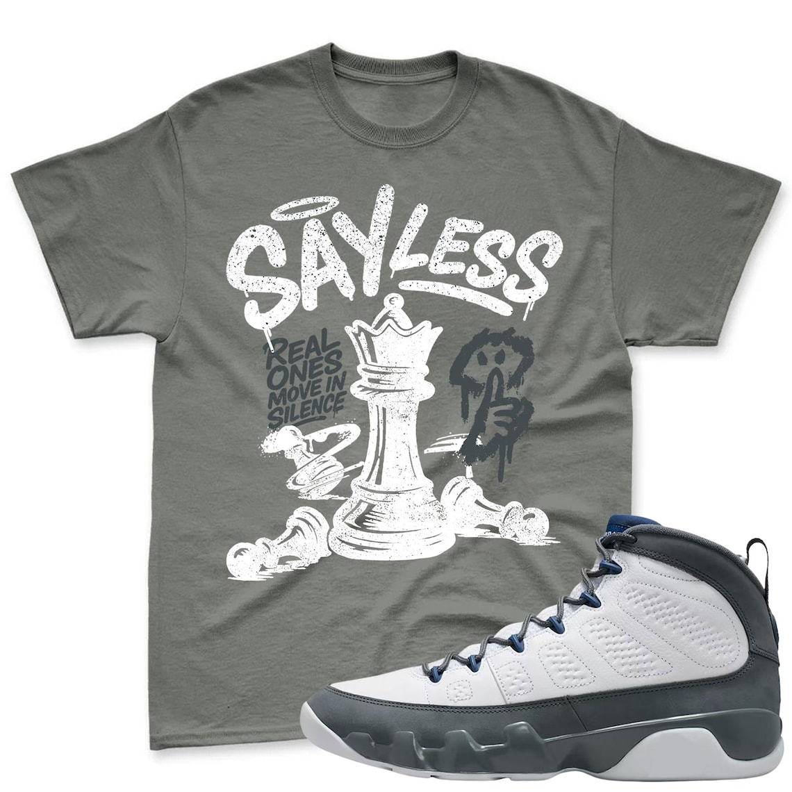 SAYLESS! Shirt To Match Jordan 9 Flint Grey Sneaker - Sneaker Match Shirt