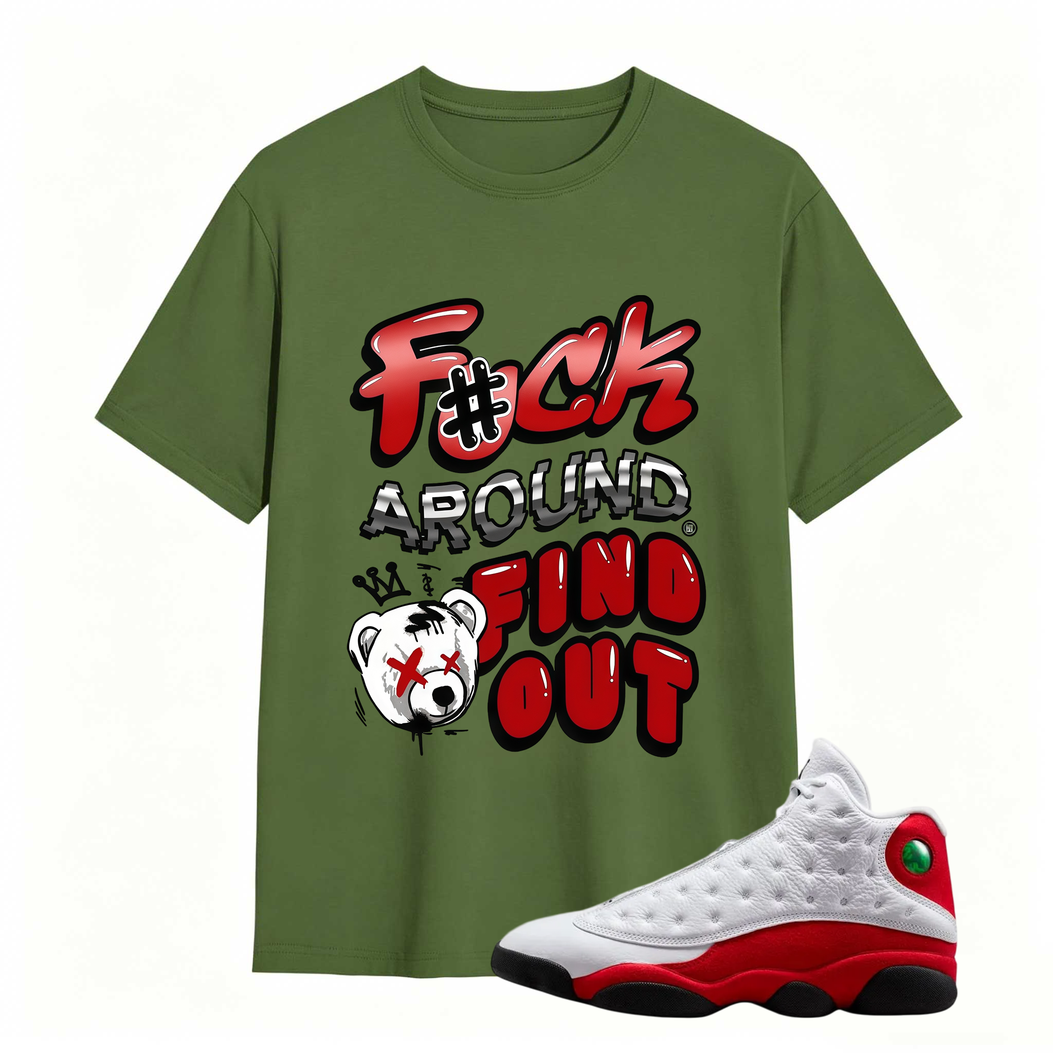 F#CK! Shirt To Match Air Jordan 13 Chicago - Jordan 13 Retro White and University Red Match Shirt