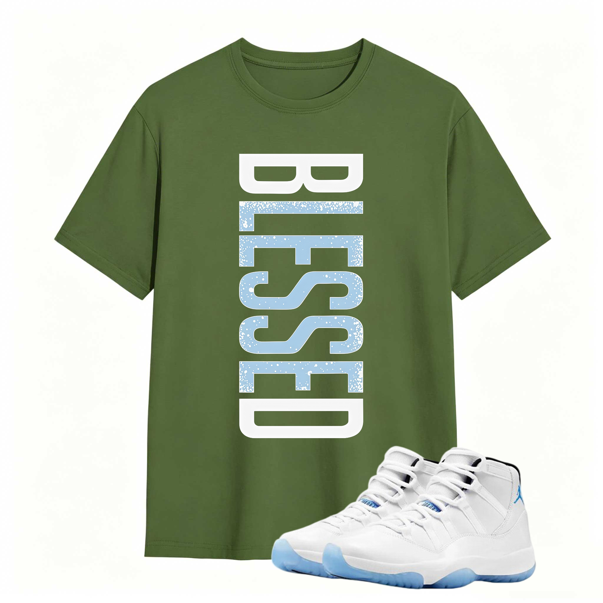 BLESSED Shirt to Match Air Jordan 11 Legend Blue Sneaker - Sneaker Match Tee