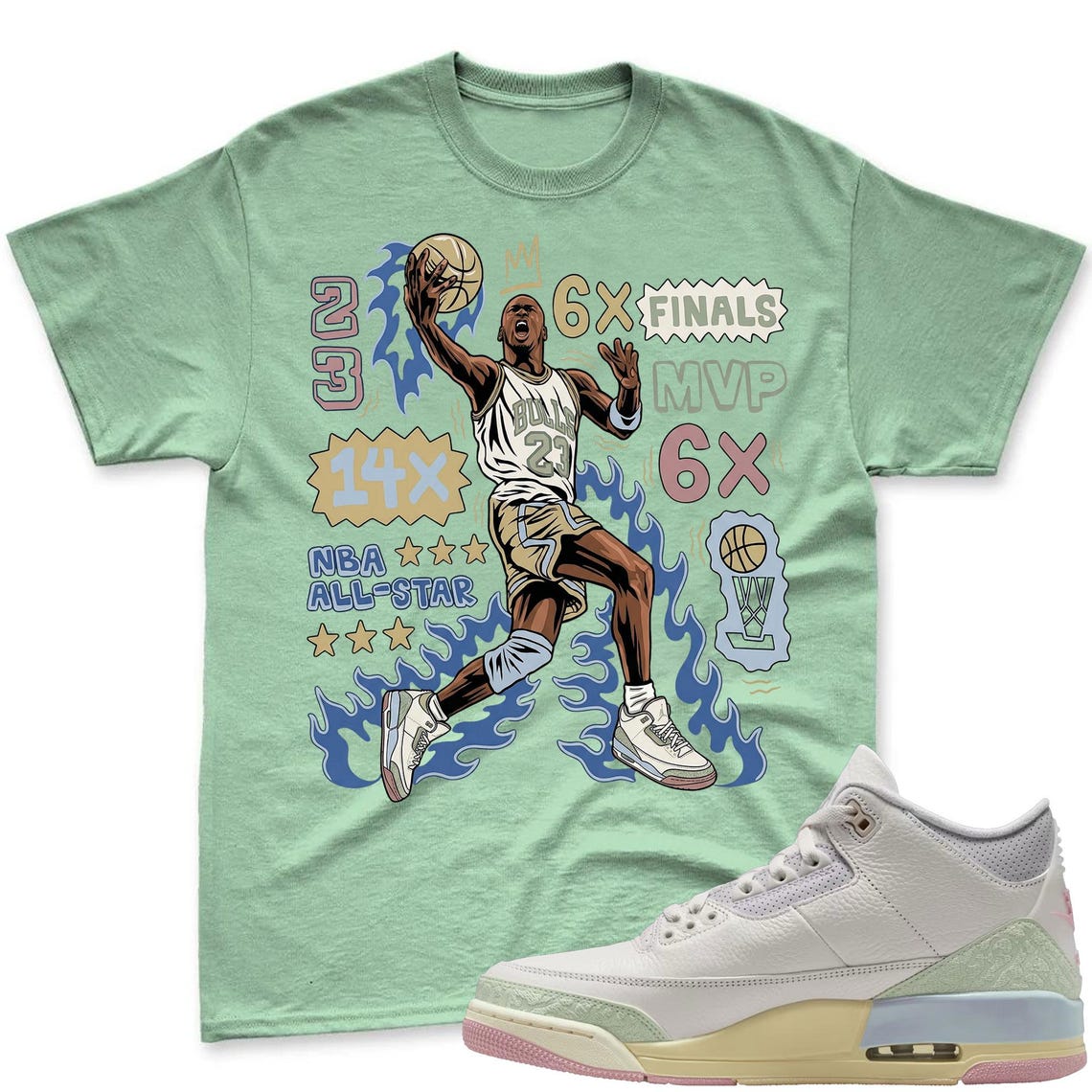 Accolades Flair! Shirt To Match Jordan 3 Sail & Jade Aura - Spring In The Air Matching Shirt