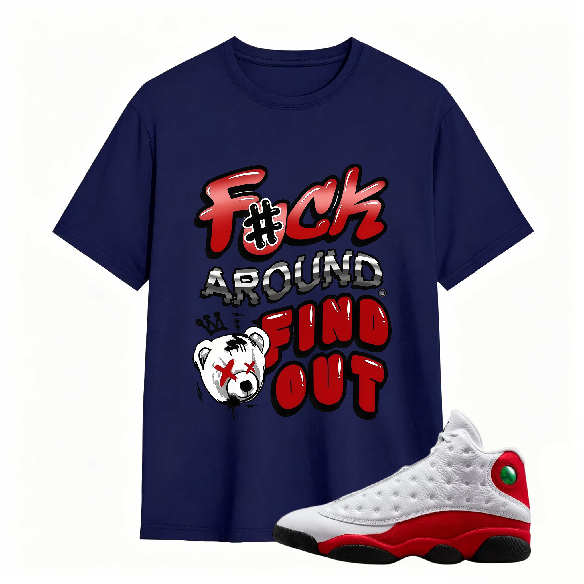F#CK! Shirt To Match Air Jordan 13 Chicago - Jordan 13 Retro White and University Red Match Shirt