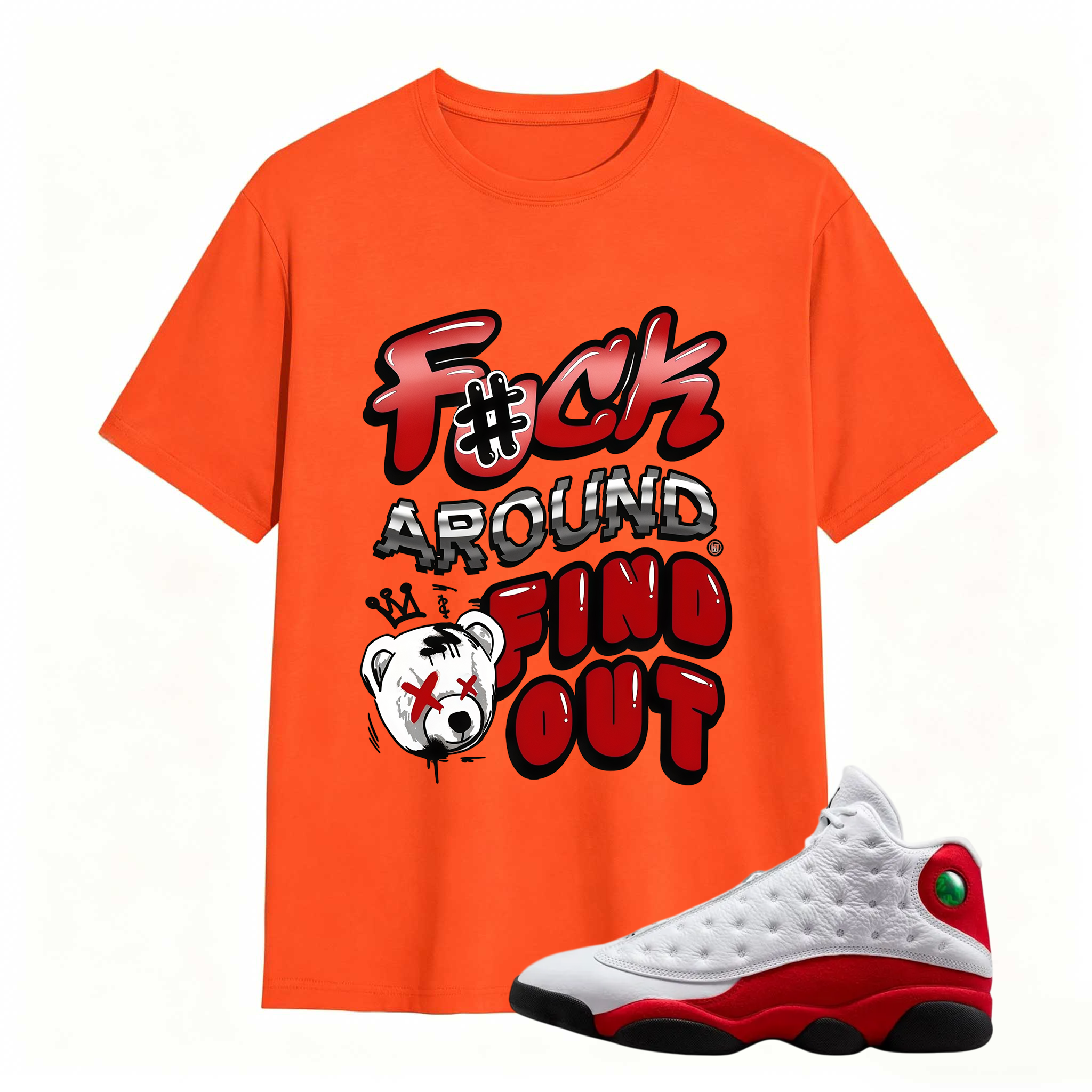 F#CK! Shirt To Match Air Jordan 13 Chicago - Jordan 13 Retro White and University Red Match Shirt