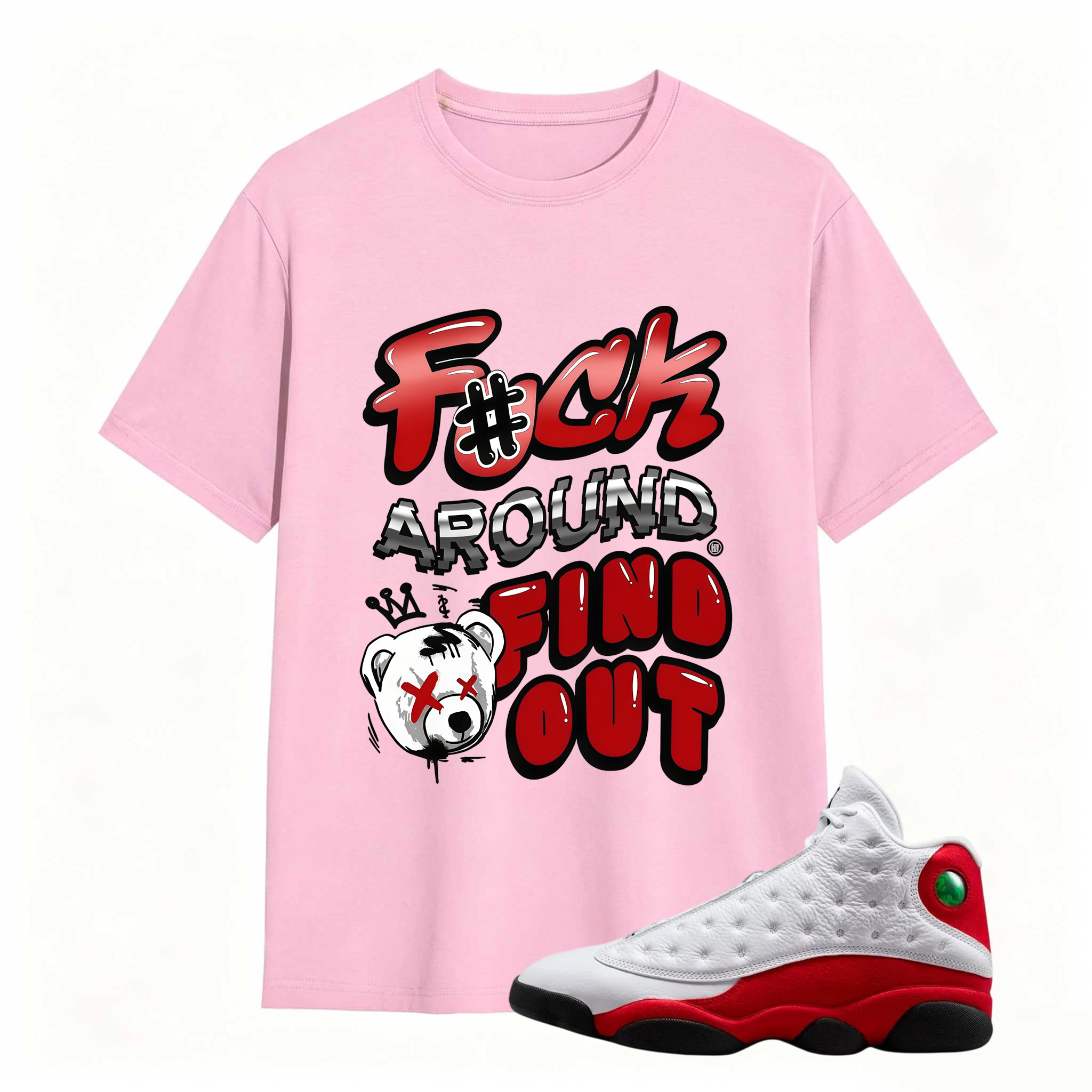 F#CK! Shirt To Match Air Jordan 13 Chicago - Jordan 13 Retro White and University Red Match Shirt