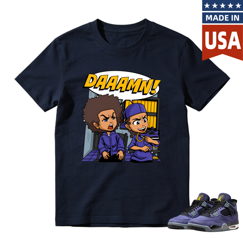 Cartoon Characters Daaamn Shirt To Match Jordan 4 Lakers Imperial Purple Sneaker Match Shirt
