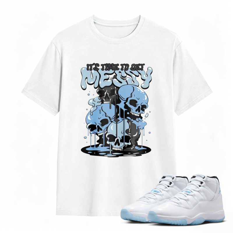 Skull And Dripping Blue Design Shirt To Match Air Jordan 11 White Legend Blue - Sneaker Match Shirt
