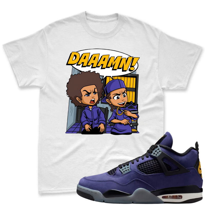 Cartoon Characters Daaamn Shirt To Match Jordan 4 Lakers Imperial Purple Sneaker Match Shirt