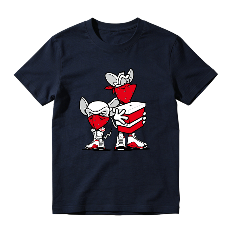 Cartoon Mice With Red Masks And Shoes Shirt To Match Air Jordan 13 Chicago Sneaker Match Shirt