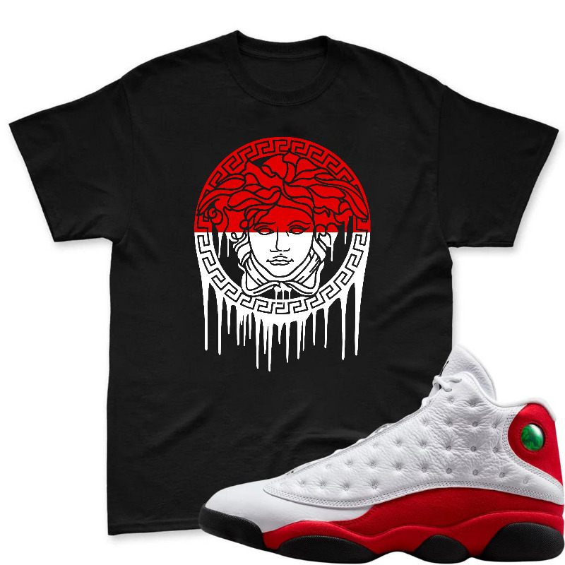 Medusa Head With Greek Pattern And Dripping Effect Shirt To Match Air Jordan 13 Chicago - Sneaker Match Shirt