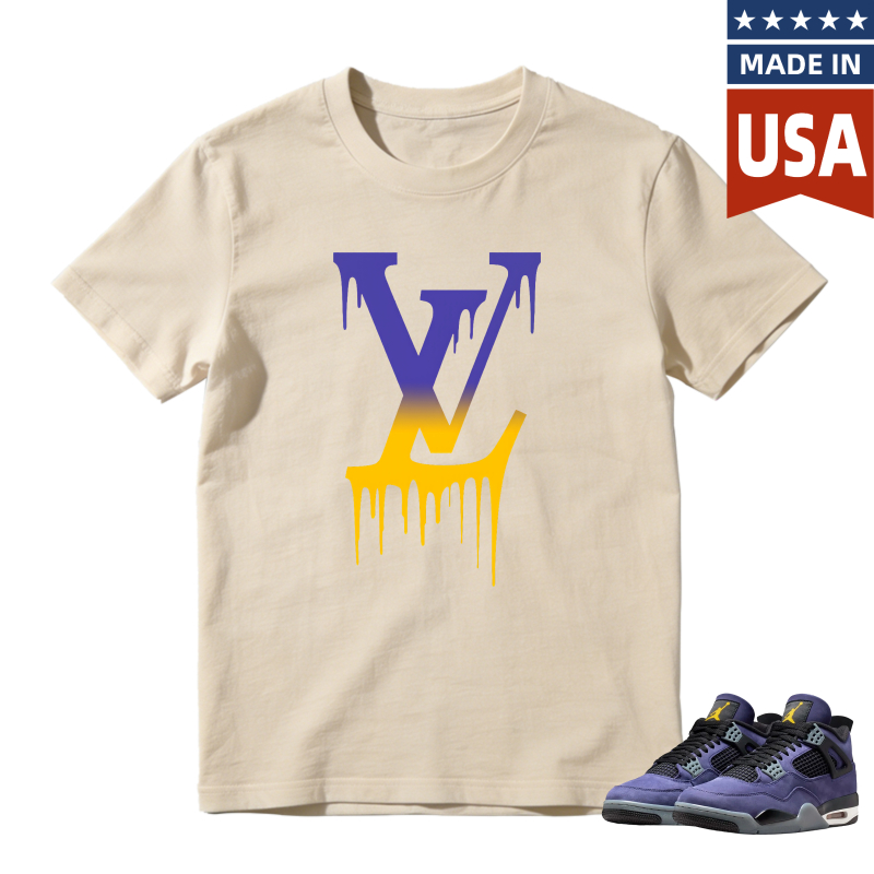 Lakers Logo Drip Design Shirt to Match Jordan 4 Lakers Imperial Purple - Sneaker Match Shirt