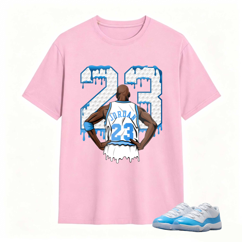 Michael Jordan 23 Dripping Number Back View Shirt To Match Jordan 11 University Blue Sneaker Match Shirt