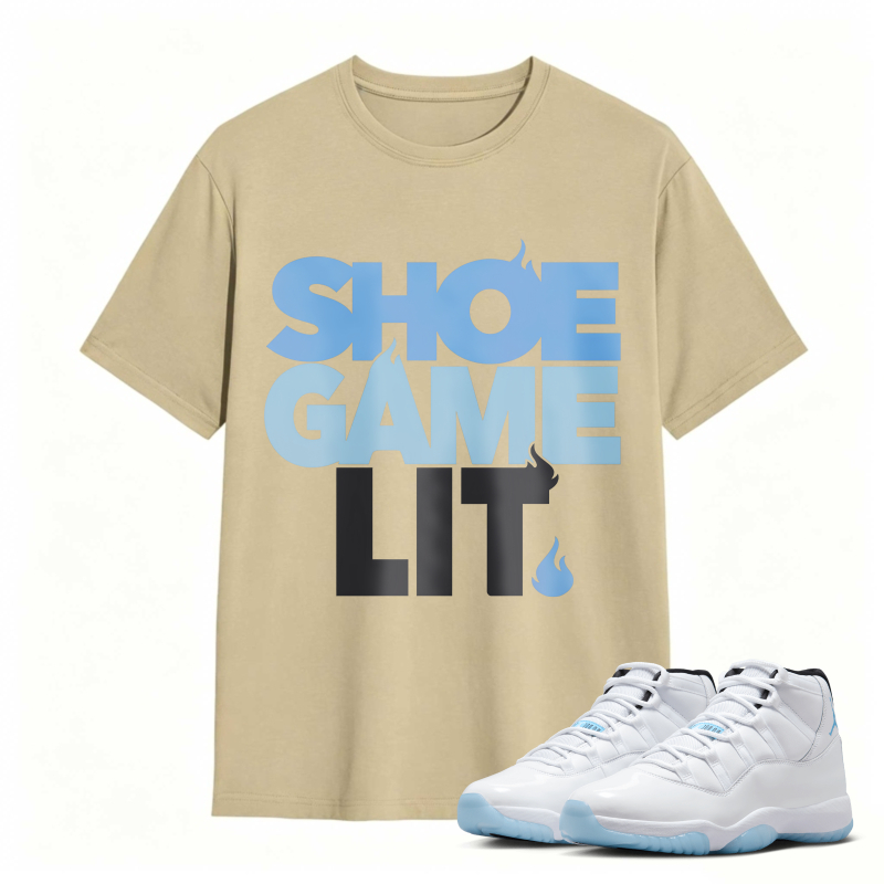 Shoe Game Lit Shirt To Match Air Jordan 11 White Legend Blue Sneaker Match Shirt