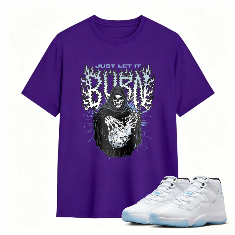 Grim Reaper With Skull And Wings Design Shirt To Match Air Jordan 11 White Legend Blue - Sneaker Match Shirt