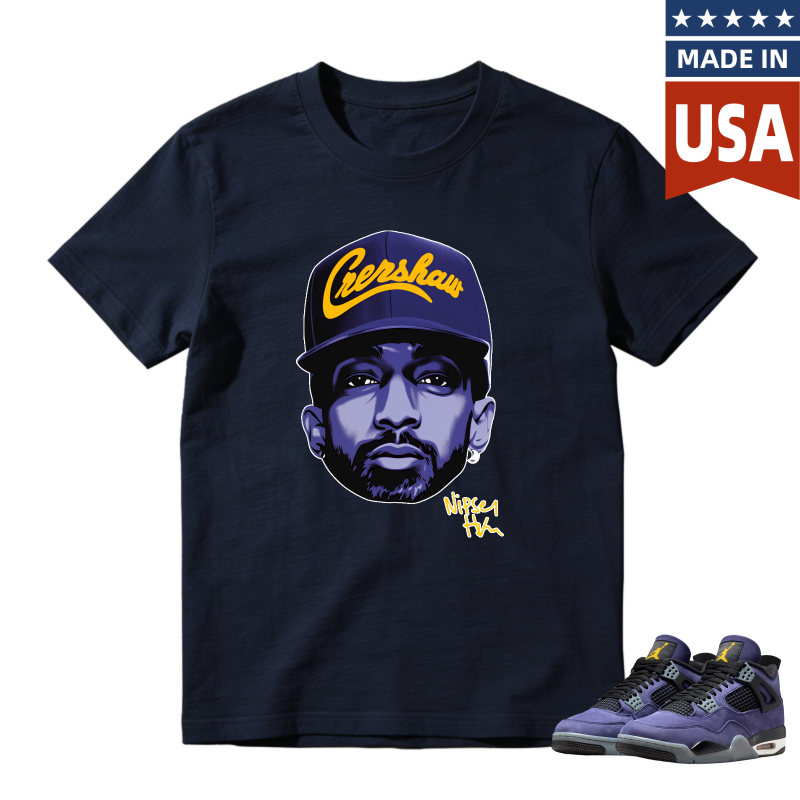 Nipsey Hussle Lakers Cap Portrait Shirt to Match Jordan 4 Lakers Imperial Purple - Sneaker Match Shirt
