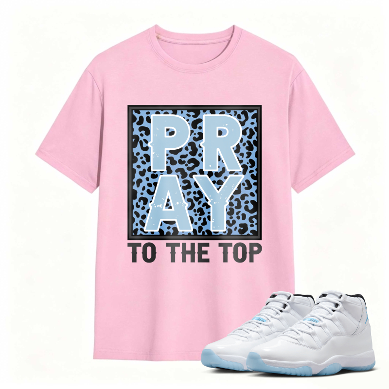 Pray To The Top Leopard Print Shirt To Match Air Jordan 11 White Legend Blue Sneaker Match Shirt