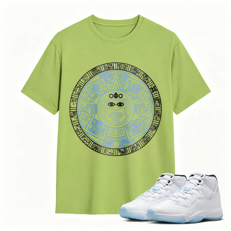 Aztec Calendar Design Shirt to Match Air Jordan 11 White Legend Blue - Sneaker Match Shirt