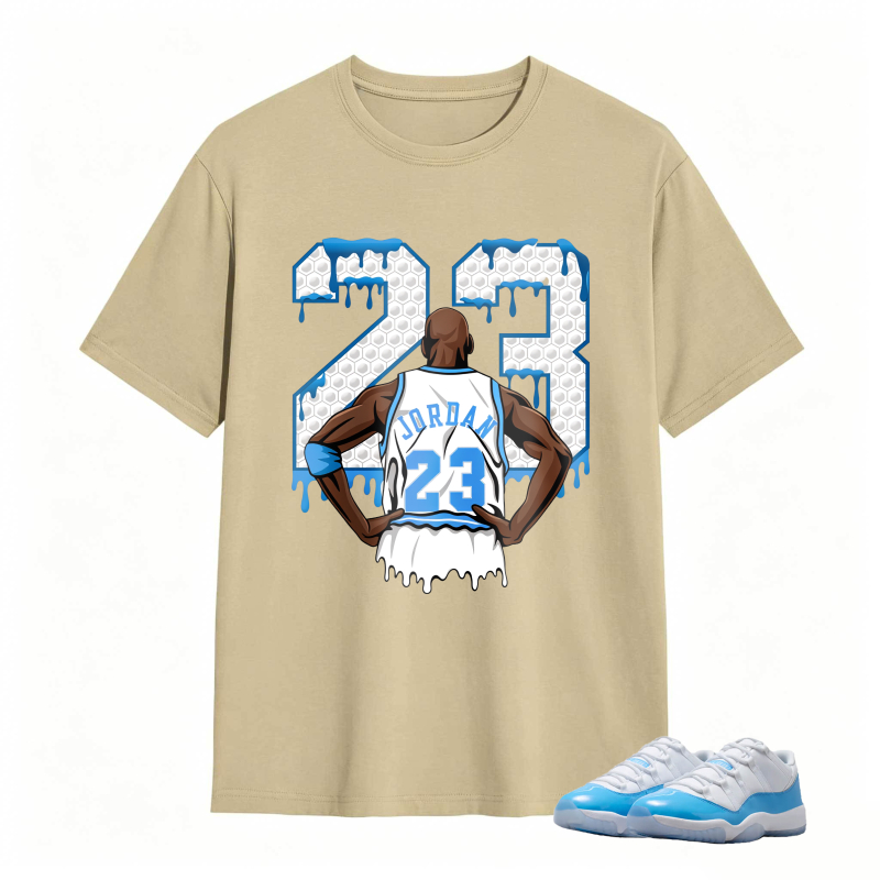Michael Jordan 23 Dripping Number Back View Shirt To Match Jordan 11 University Blue Sneaker Match Shirt