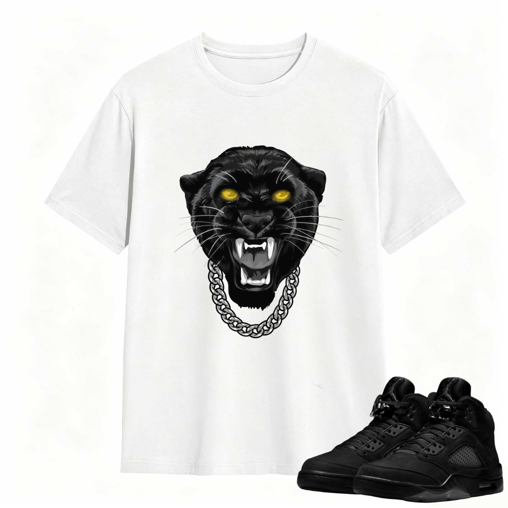 Shirt To Match Air Jordan 5 Retro SE "Black Cat" Sneaker - Gangster Black Cat Sneaker Tees