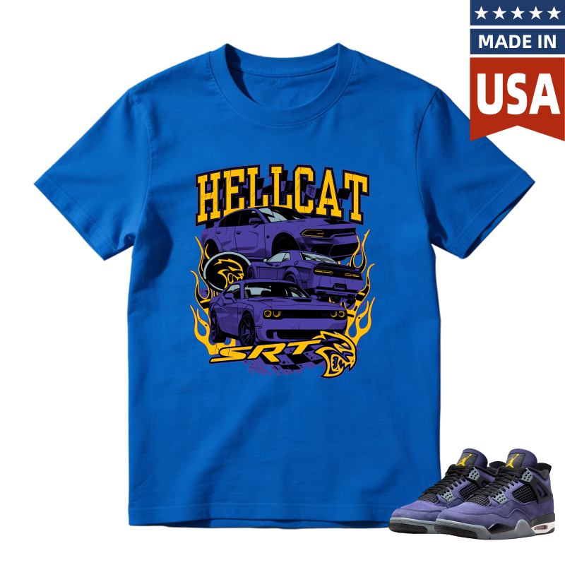 Hellcat Srt Car Graphic Shirt To Match Jordan 4 Lakers Imperial Purple Sneaker Match Shirt