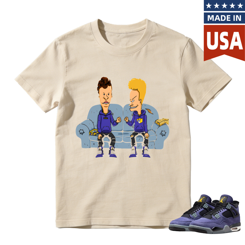 Beavis And Butthead On Couch Shirt To Match Jordan 4 Lakers Imperial Purple - Sneaker Match Shirt