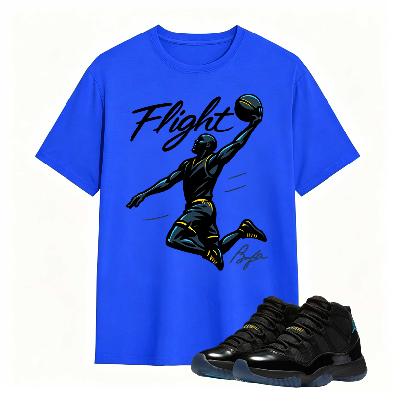 Flight Basketball Shirt Match Air Jordan 11 Gamma - Air Jordan 11 Gamma Blue Tee