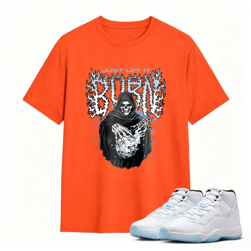 Grim Reaper With Skull And Wings Design Shirt To Match Air Jordan 11 White Legend Blue - Sneaker Match Shirt