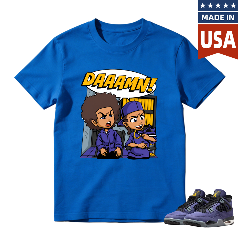 Cartoon Characters Daaamn Shirt To Match Jordan 4 Lakers Imperial Purple Sneaker Match Shirt