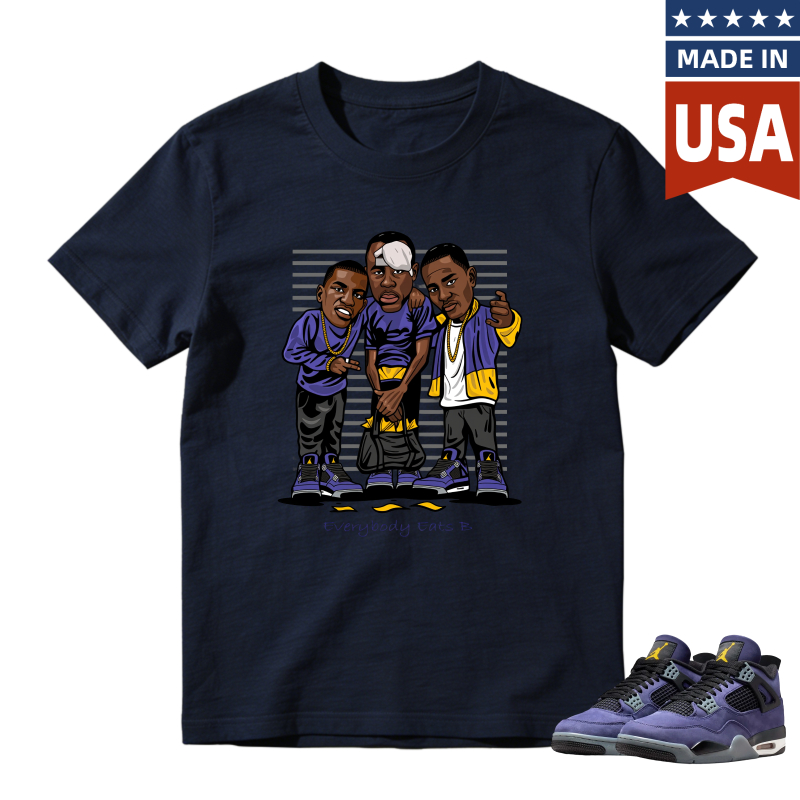 Cartoon Lakers Players Shirt to Match Jordan 4 Lakers Imperial Purple - Sneaker Match Shirt