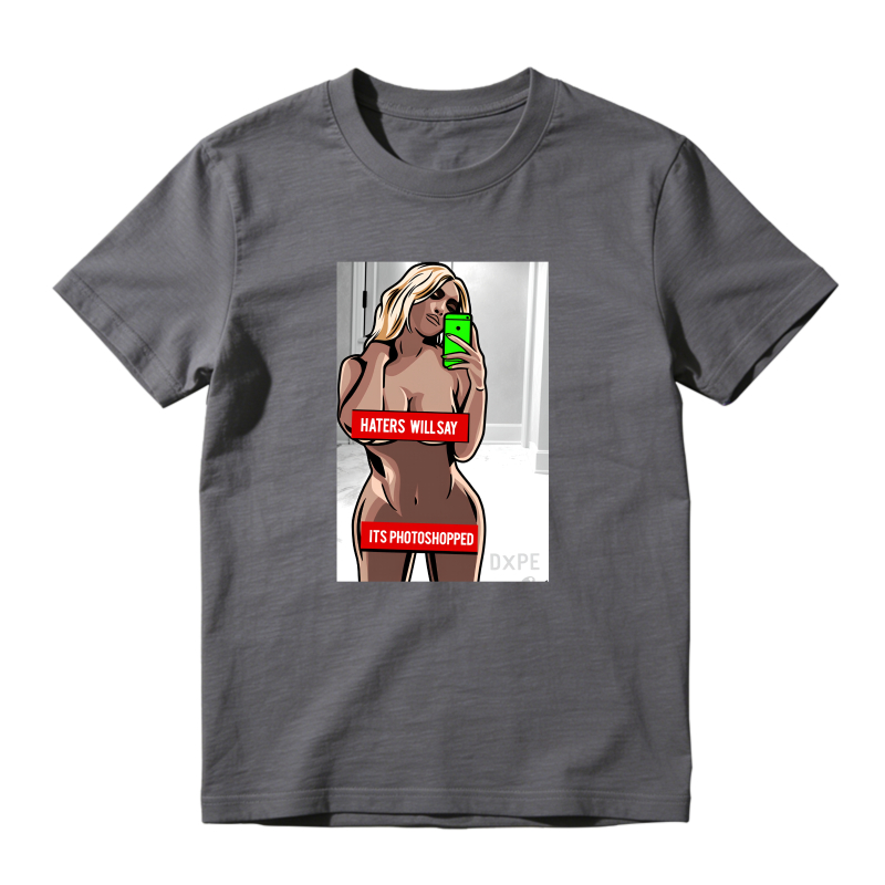 Cartoon Woman Taking Selfie With Phone And Text Haters Will Say Its Photoshopped Shirt To Match Air Jordan 13 Chicago Sneaker Match Shirt