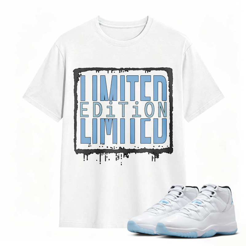 Limited Edition Text Design Shirt To Match Air Jordan 11 White Legend Blue - Sneaker Match Shirt